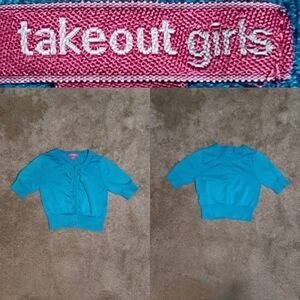 Kids Takeout Girls Aqua Button Up Cardigan Sz 6x
